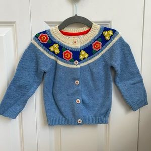 Mini Boden crochet flower Cardigan 6-12 months NWT